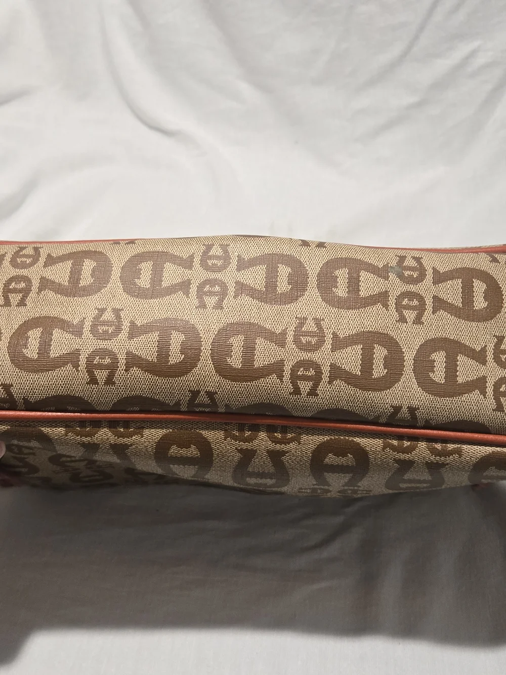 Etienne Aigner Vintage Y2K Monogram Canvas Baguette Shoulder Bag Leather Trim